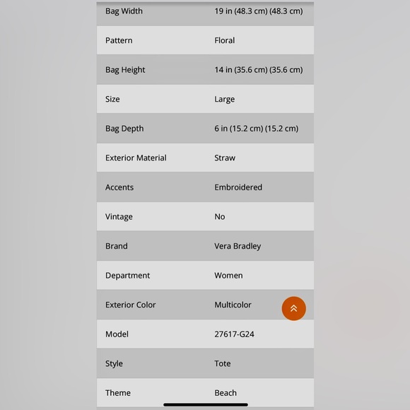 🏝️VERA BRADLEY STRAW BEACH SHOULDER TOTE BAG COASTAL PARADISE NATURAL🏝️ NWOT - Picture 8 of 8